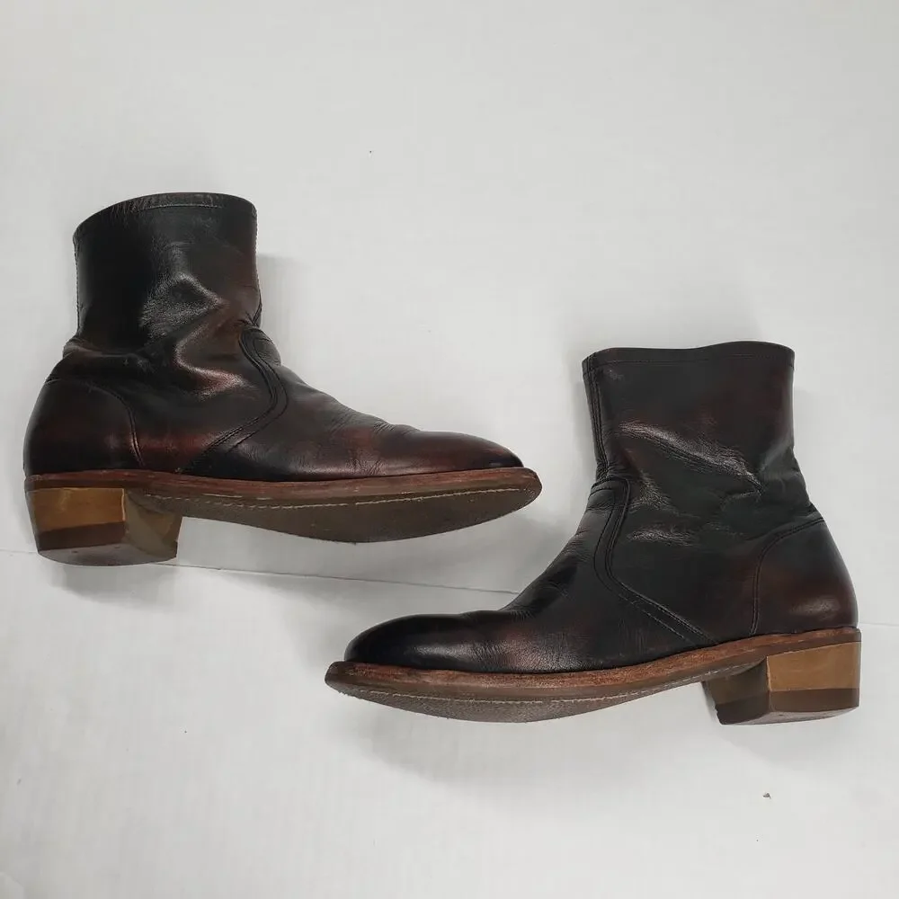 Maison Margiela Replica Campus Ankle Boots Womens 38.5 8 Brown Oil Spill Leather - Picture 11 of 16